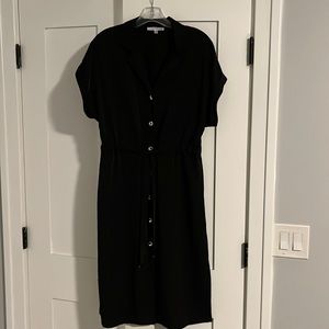 Black Button Front Tie Dress